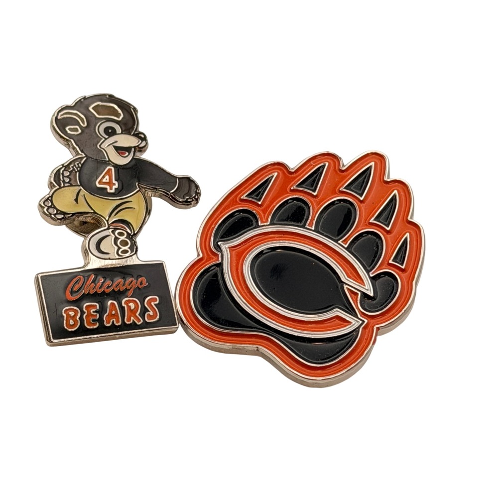 Vintage WinCraft Chicago Bears Enamel Pins Orange Navy NFL Football Fan Sports